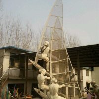 不锈钢抽象帆船比赛人物雕塑