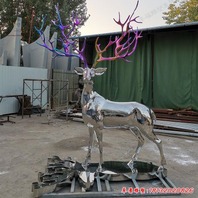 不锈钢公园动物鹿雕塑2