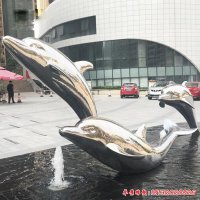 不锈钢校园广场海豚雕塑