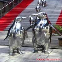 园林不锈钢动物企鹅雕塑