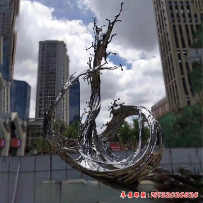 不锈钢抽象海浪雕塑 (4)