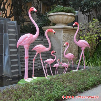 不锈钢庭院火烈鸟雕塑 (2)