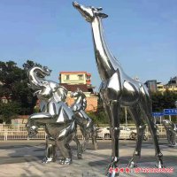 不锈钢动物鹿城市雕塑