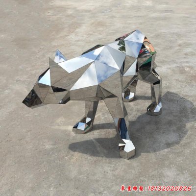 不锈钢城市动物狼雕塑2
