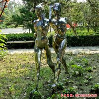 不锈钢运动人物公园雕塑