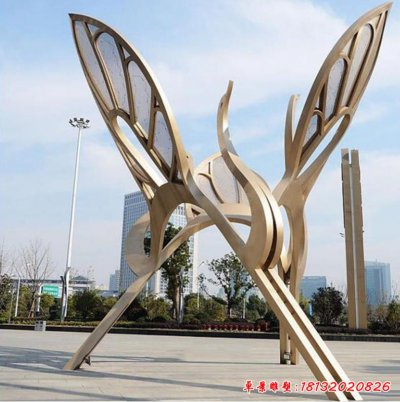 不锈钢广场仙鹤抽象雕塑