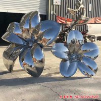 不锈钢花园抽象荷花雕塑