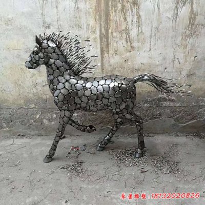不锈钢抽象马驹雕塑