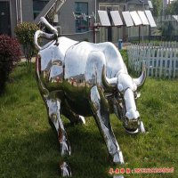 大型不锈钢公园动物牛雕塑