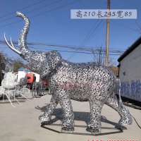 不锈钢广场大象动物雕塑