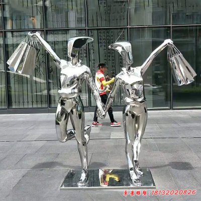 不锈钢购物人物雕塑