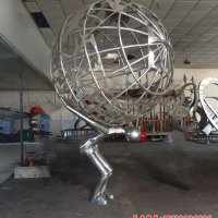 不锈钢抽象人物地球雕塑