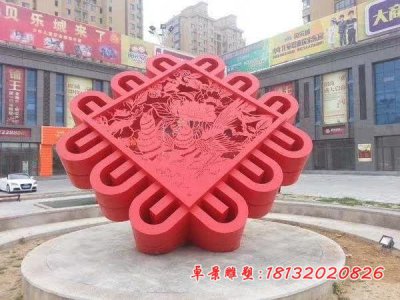 不锈钢剪纸抽象中国结雕塑