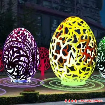 不锈钢镂空鸡蛋雕塑，广场景观雕塑