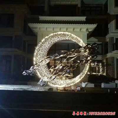 不锈钢景观雕塑定制镜面铁艺圆环链条抽象创意户外园林广场装饰摆件57762203