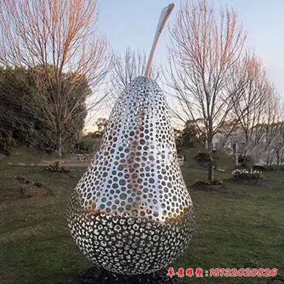不锈钢梨雕塑 (1)