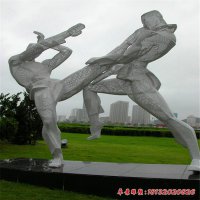 摔跤人物运动不锈钢雕塑