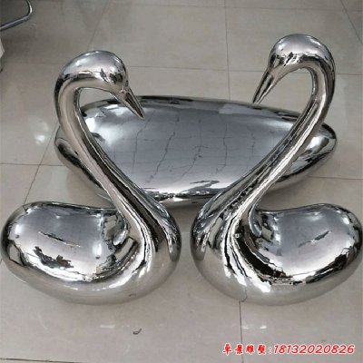 不锈钢抽象天鹅和水滴公园景观雕塑