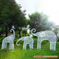 镂空大象动物不锈钢雕塑