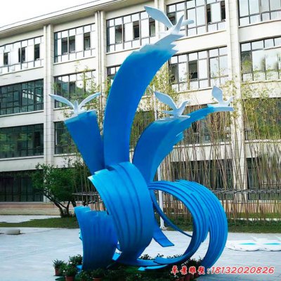 不锈钢海浪雕塑 (2)