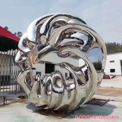 镜面不锈钢抽象海浪雕塑(5)