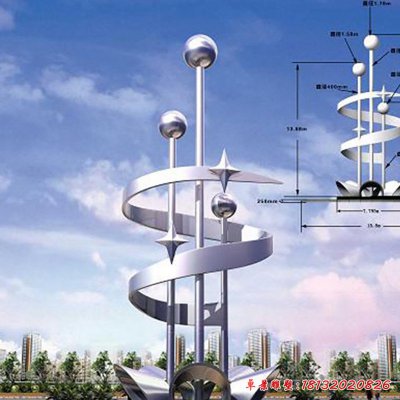 不锈钢整整日上螺旋 公园景观雕塑[1]