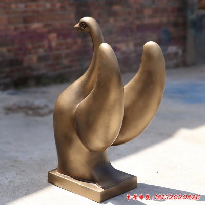 玻璃钢仿铜抽象天鹅，玻璃钢动物雕塑