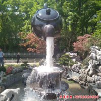 园林茶壶喷泉铜雕