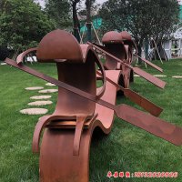 抽象划船人物铜雕