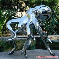 大型章鱼动物不锈钢雕塑