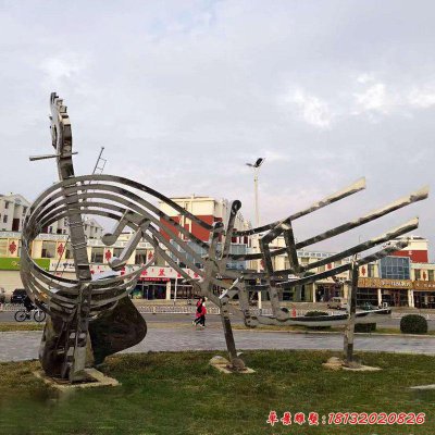 不锈钢乐器雕塑抽象音符大小提琴27843353