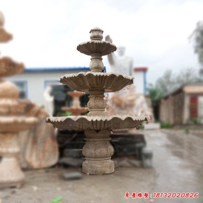 大理石双层喷泉  石雕小区景观雕塑 (11)