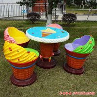 玻璃钢冰淇淋造型桌凳雕塑