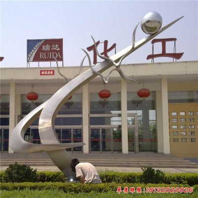 校园不锈钢抽象飞跃雕塑 (21)