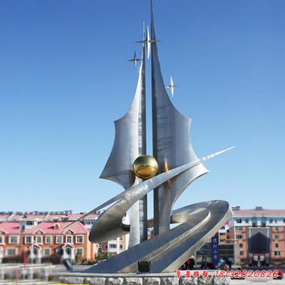 企业不锈钢抽象科技之光雕塑 (16)