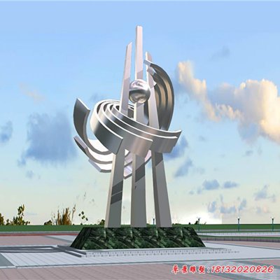 企业不锈钢拥抱未来雕塑 (6)