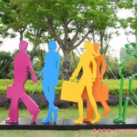 大型商场不锈钢购物人物雕塑