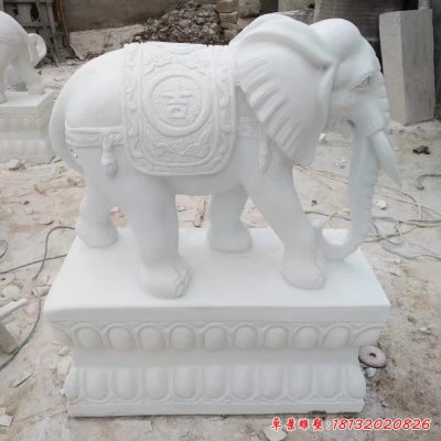 汉白玉大象动物石雕 (1)