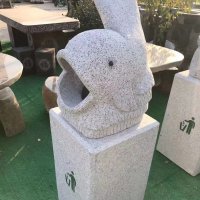 海豚动物垃圾桶石雕
