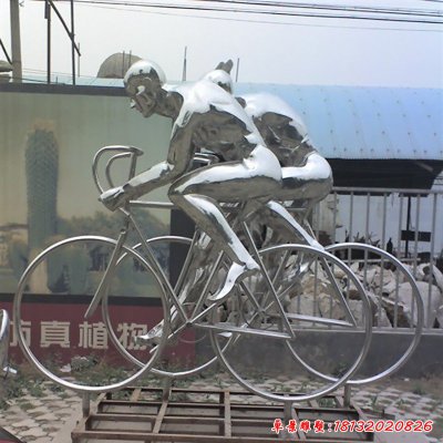 不锈钢骑自行车雕塑，公园不锈钢骑自行车雕塑