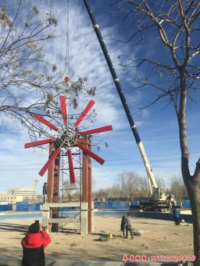 景区不锈钢风车雕塑 (2)