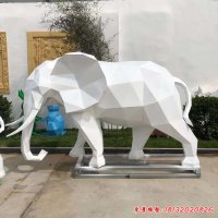玻璃钢抽象几何大象雕塑