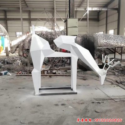 玻璃钢抽象几何低头鹿雕塑