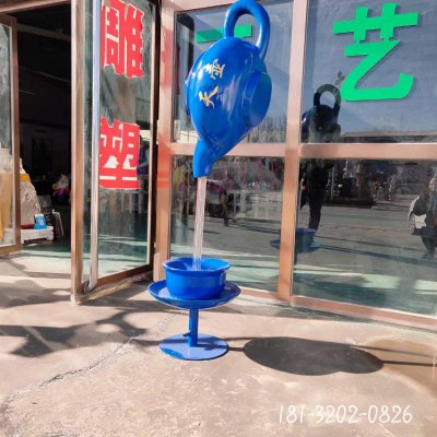 玻璃钢彩绘茶壶喷泉 (2)