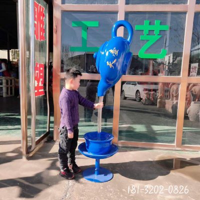 玻璃钢彩绘茶壶喷泉 (5)