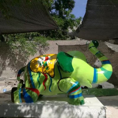 玻璃钢彩绘大象雕塑 (2)_副本