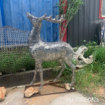 不锈钢镂空汉字鹿雕塑 (6)
