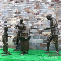 民俗豆浆人物铜雕