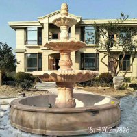 户外三层喷泉石雕