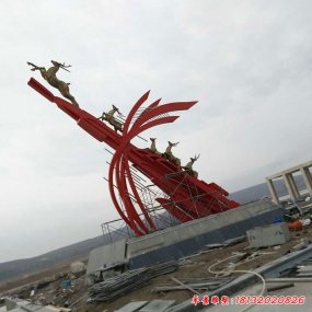 不锈钢奔鹿雕塑